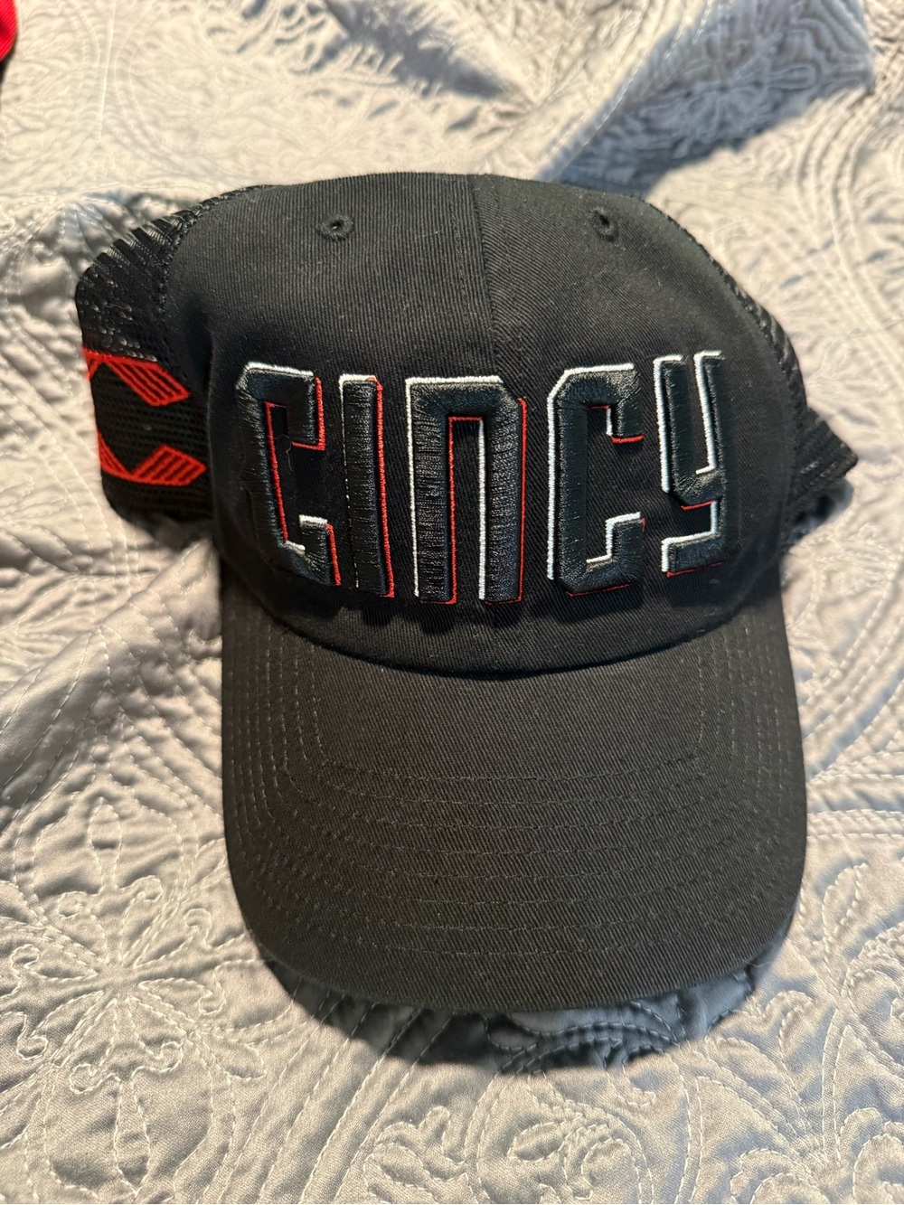 Cincinnati Reds Black and Red Embroidered Trucker Cap- ‘47 Brand